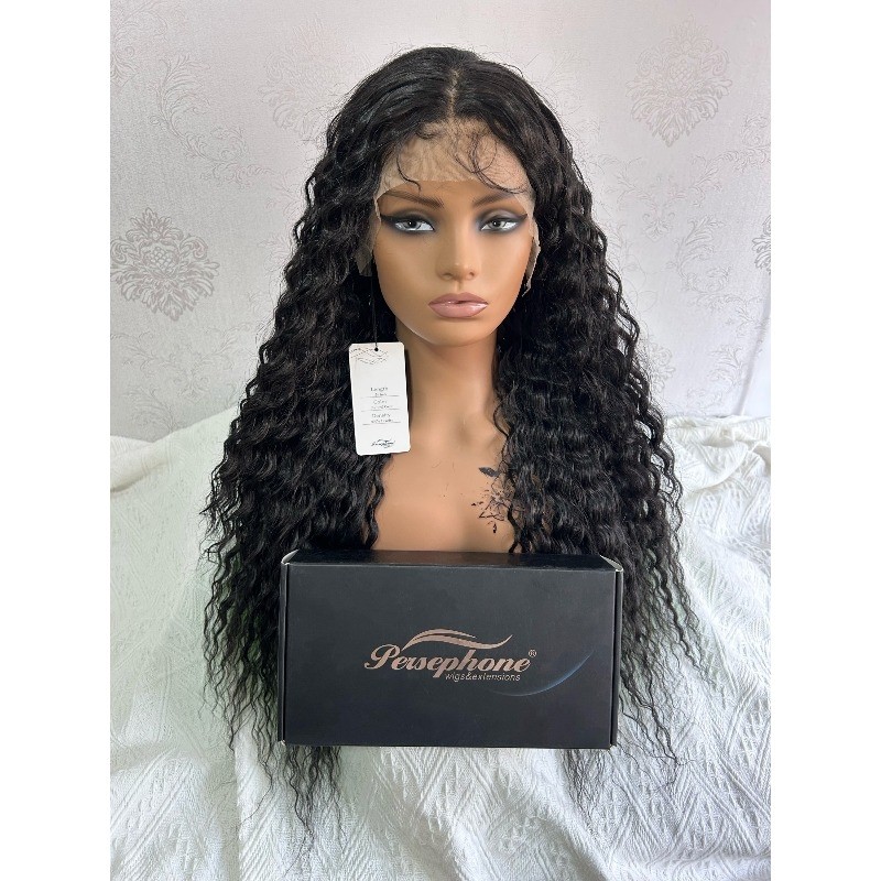 Persephone Deep Wave Lace Front Wigs Human Hair 13x4 HD Transparent Lace Frontal Curly Wigs for Women