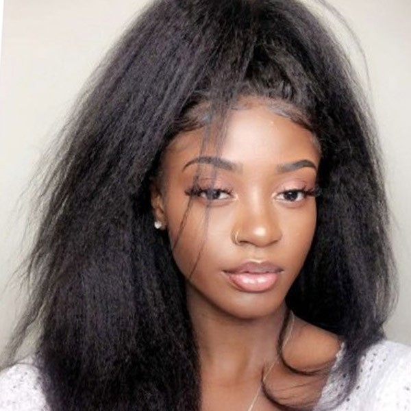 Italian Yaki  Brazilian Virgin Human Hair Lace Front Wig