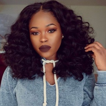 Brazilian Virgin Human Hair Curly Bob Wig Lace Front Wig