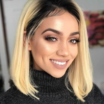 Brazilian Virgin Human Hair Omber Bob Wig Lace Front Wig